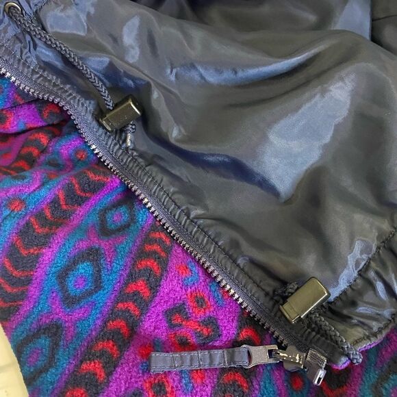 Vintage 90s Purple & Blue Aztec Print Fleece Jacket Size XL - Picture 8 of 9